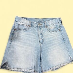 American Eagle Outfitters Blue Jean Shorts High-Waisted Frayed